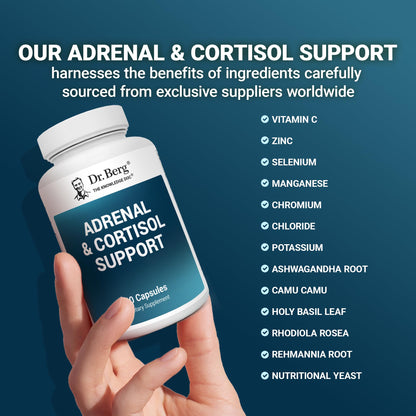 Dr. Berg Adrenal & Cortisol Capsules - Adrenal Supplement & Cortisol Manager - Mood, Focus, Relaxation and Stress Support - Adrenal Supplements with Ashwagandha Extracts - 60 Capsules - PrimeBioHealth - canada supplements