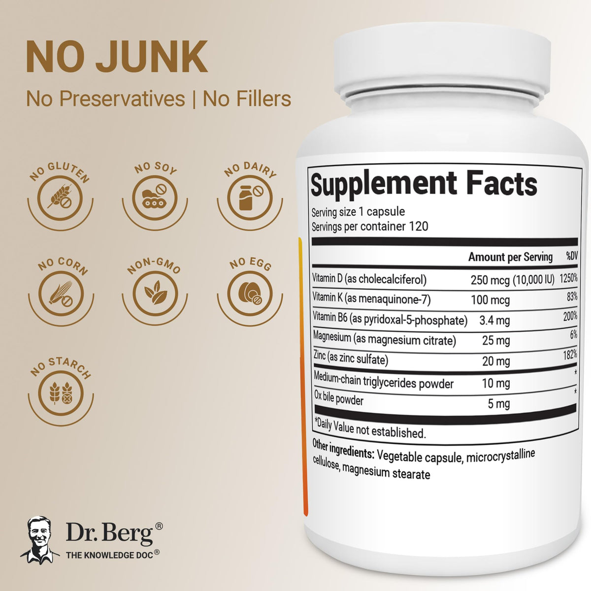 Dr. Berg Maximum Strength 2-in-1 Vitamin D3 K2 10,000 IU | Naturally Derived D3 | 4X Lab-Tested & Verified | High Absorption Formula - PrimeBioHealth - canada supplements