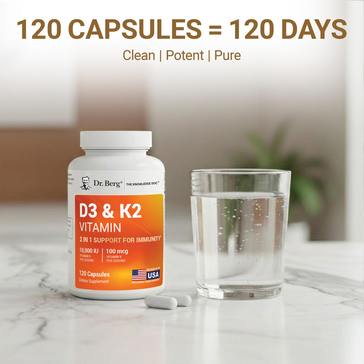 Dr. Berg Maximum Strength 2-in-1 Vitamin D3 K2 10,000 IU | Naturally Derived D3 | 4X Lab-Tested & Verified | High Absorption Formula - PrimeBioHealth - canada supplements