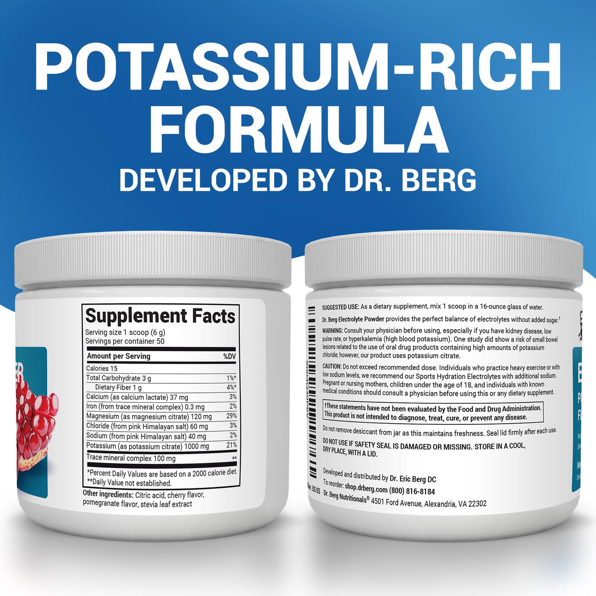 Dr. Berg Zero Sugar Hydration Keto Electrolyte Powder - Enhanced w/ 1000 mg of Potassium & Real Pink Himalayan Salt (NOT Table Salt) - PrimeBioHealth - canada supplements