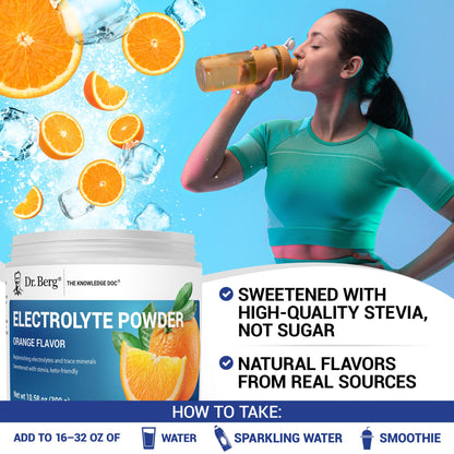 Dr. Berg Zero Sugar Hydration Keto Electrolyte Powder - Enhanced w/ 1000 mg of Potassium & Real Pink Himalayan Salt (NOT Table Salt) - Orange Flavor Hydration Drink Mix Supplement - 50 Servings - PrimeBioHealth - canada supplements