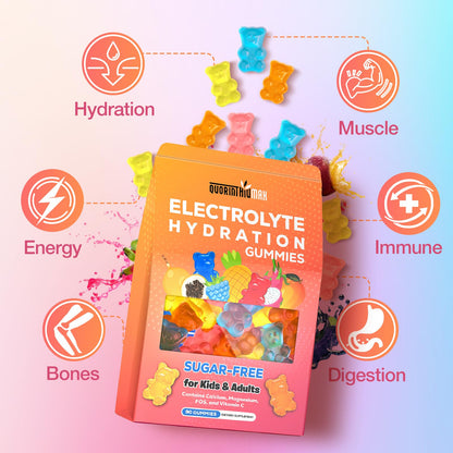 Electrolyte Gummies Sugar Free | Electrolyte Hydration Energy Gummies for Running & Sports - Energy Chews with Calcium & Vitamin C for Kids & Adults, - PrimeBioHealth - canada supplements