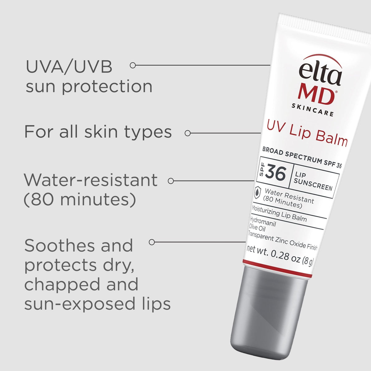 EltaMD UV Lip Balm SPF Sunscreen, Sunscreen Lip Balm with SPF 30+, Protects Dry Cracked Lips, Transparent Zinc Oxide, 0.28 Tube - PrimeBioHealth - canada supplements
