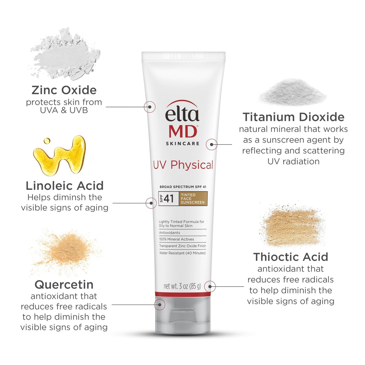 EltaMD UV Physical Tinted Mineral Sunscreen for Face SPF 41, 100% Mineral Actives Tinted Face Lotion, Water Resistant, Paraben-Free - PrimeBioHealth - canada supplements