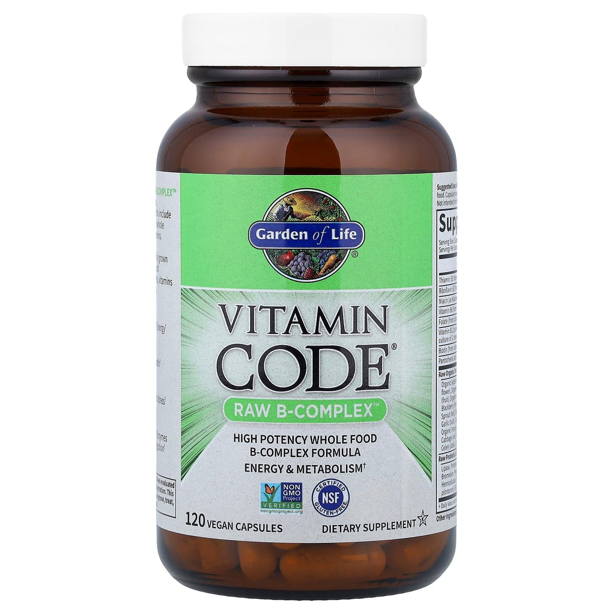 Garden of Life Vitamin B Complex, 120 Vegan Capsules, High Potency Vitamins for Energy & Metabolism with B6, Folate & B12 - PrimeBioHealth - canada supplements