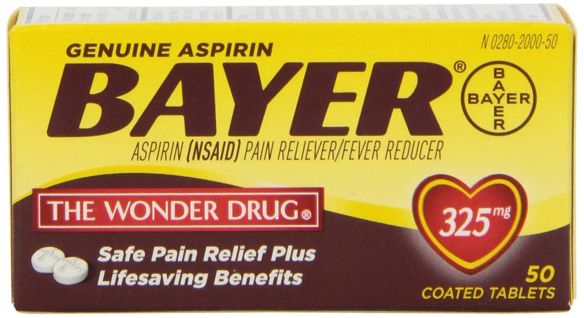 Genuine Bayer Aspirin 325mg Tablets, 50-Count (Pack of 2) - PrimeBioHealth - canada supplements