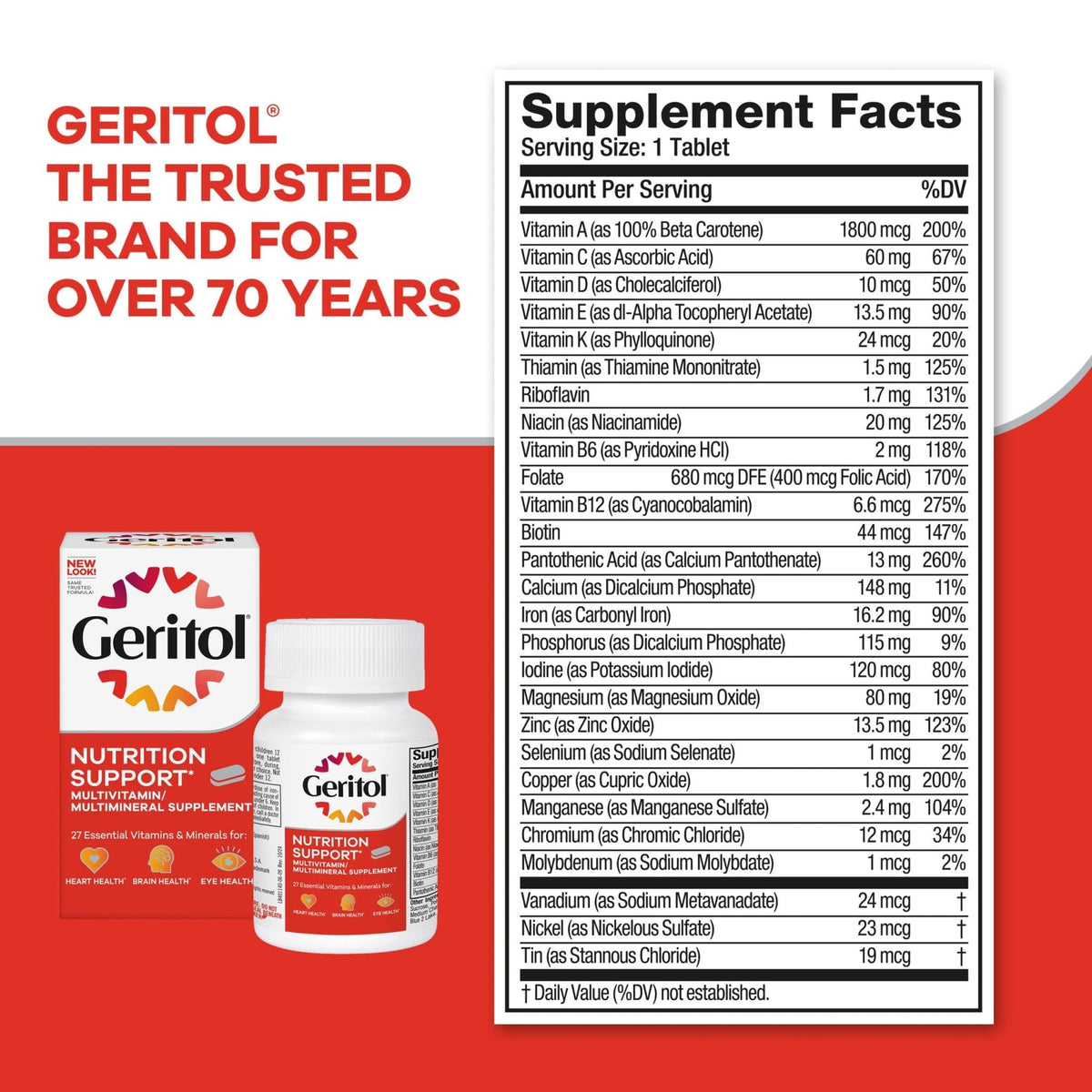 Geritol, Multivitamin Supplement, Contains B-Vitamins, Antioxidants, Vitamins C, E & D and Iron, 26 Essential Vitamins and Minerals, Gluten-Free - PrimeBioHealth - canada supplements
