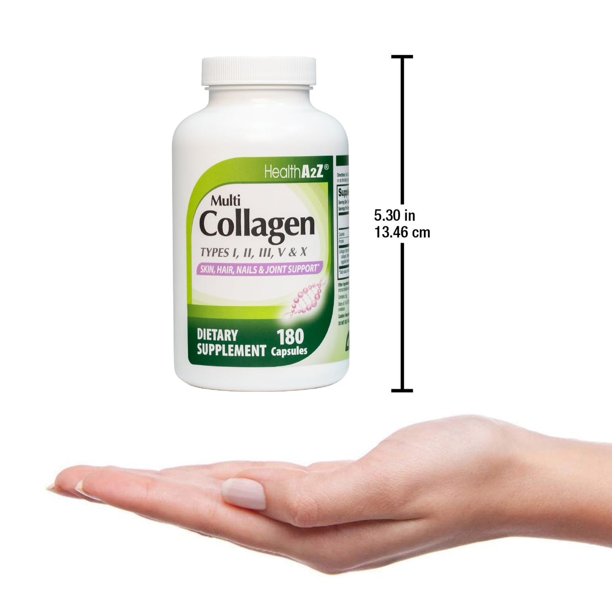 HealthA2Z Multi Collagen pills 1735mg -180 collagen capsules (60 servings) - Types I, II, III, V & X for Healthy Skin, Hair, Nails & Joint Support - PrimeBioHealth - canada supplements
