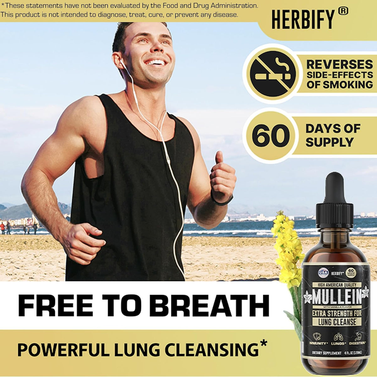 HERBIFY Bundle - Lions Mane & Mullein Vanilla 4 Fl Oz Drops - Supplement for Memory, Focus & Clarity & Immune Support, Lung Cleanse and Bronchial Support - PrimeBioHealth - canada supplements