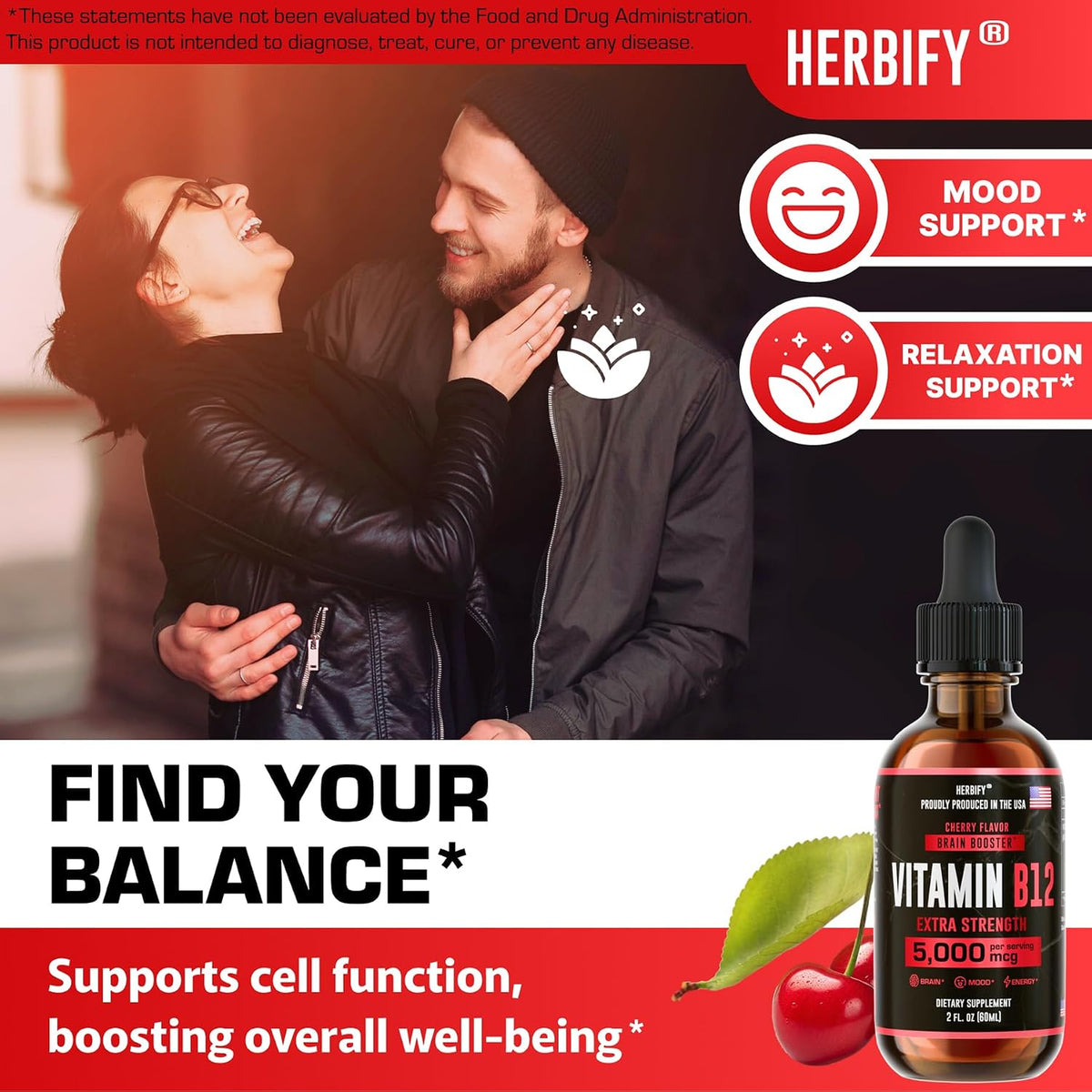 HERBIFY Vitamin B12 Methylated Multivitamin Energy Supplements for Women & Men - Liquid B12 Vitamins 5000 Mcg Methylcobalamin - Energy Support and Immune Health Liquid Vitamin - 30 Days Supply - 2 Oz - PrimeBioHealth - canada supplements