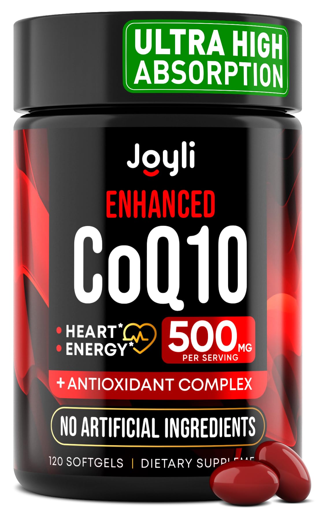 High Absorption CoQ10 500MG - Co Q 10 Supplement 120 Softgels for Heart Health&Energy Production - Enhanced CoQ10 Nutritional Supplements with Coenzyme Q10 - PrimeBioHealth - canada supplements