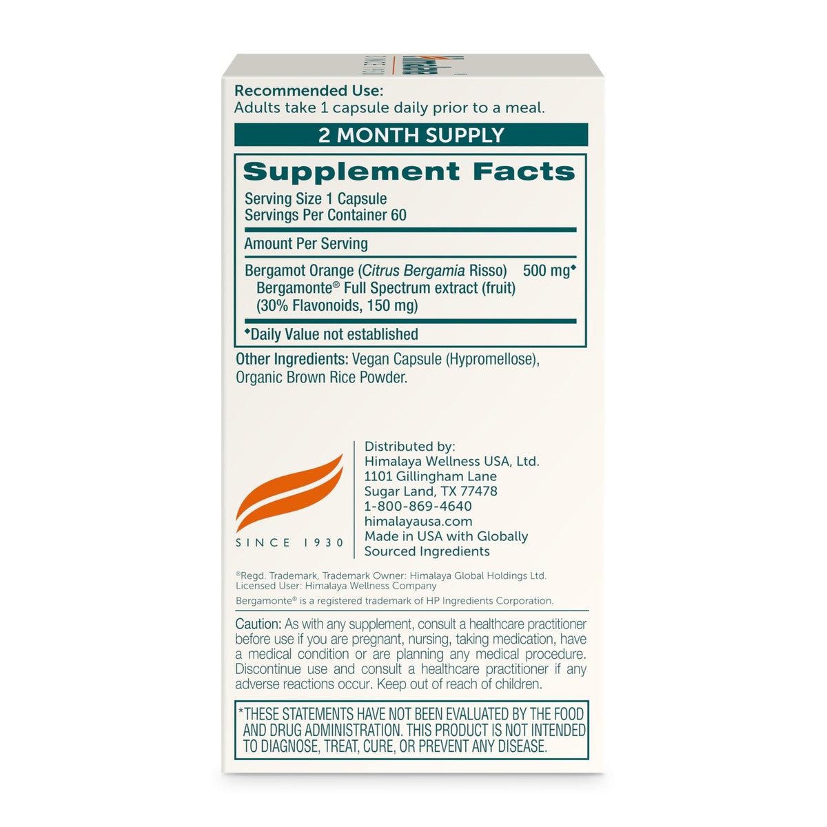 Himalaya Citrus Bergamot, Herbal Supplement for Daily Wellness, Vegan, Gluten Free, 500 mg Bergamonte® Extract, 60 Capsules - PrimeBioHealth - canada supplements