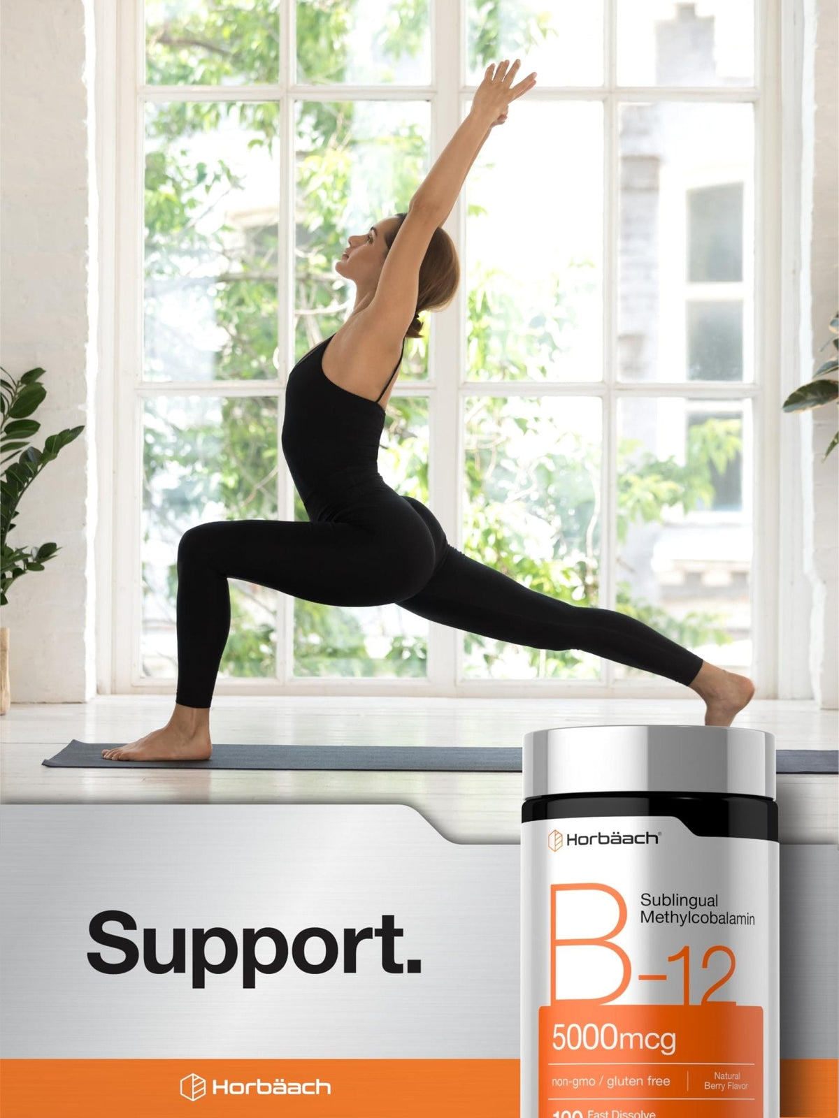 Horbäach B12 Vitamin 5000 mcg | 120 Fast Dissolve Tablets | Sublingual Methylcobalamin | Natural Berry Flavor | Vegan, Non-GMO & Gluten Free Supplement - PrimeBioHealth - canada supplements