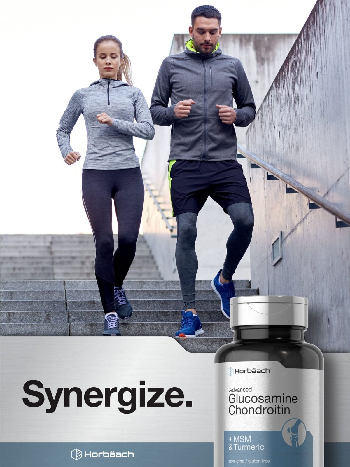 Horbäach Glucosamine Chondroitin | Plus MSM & Turmeric | 180 Coated Caplets | Non-GMO, Gluten Free Supplement - PrimeBioHealth - canada supplements