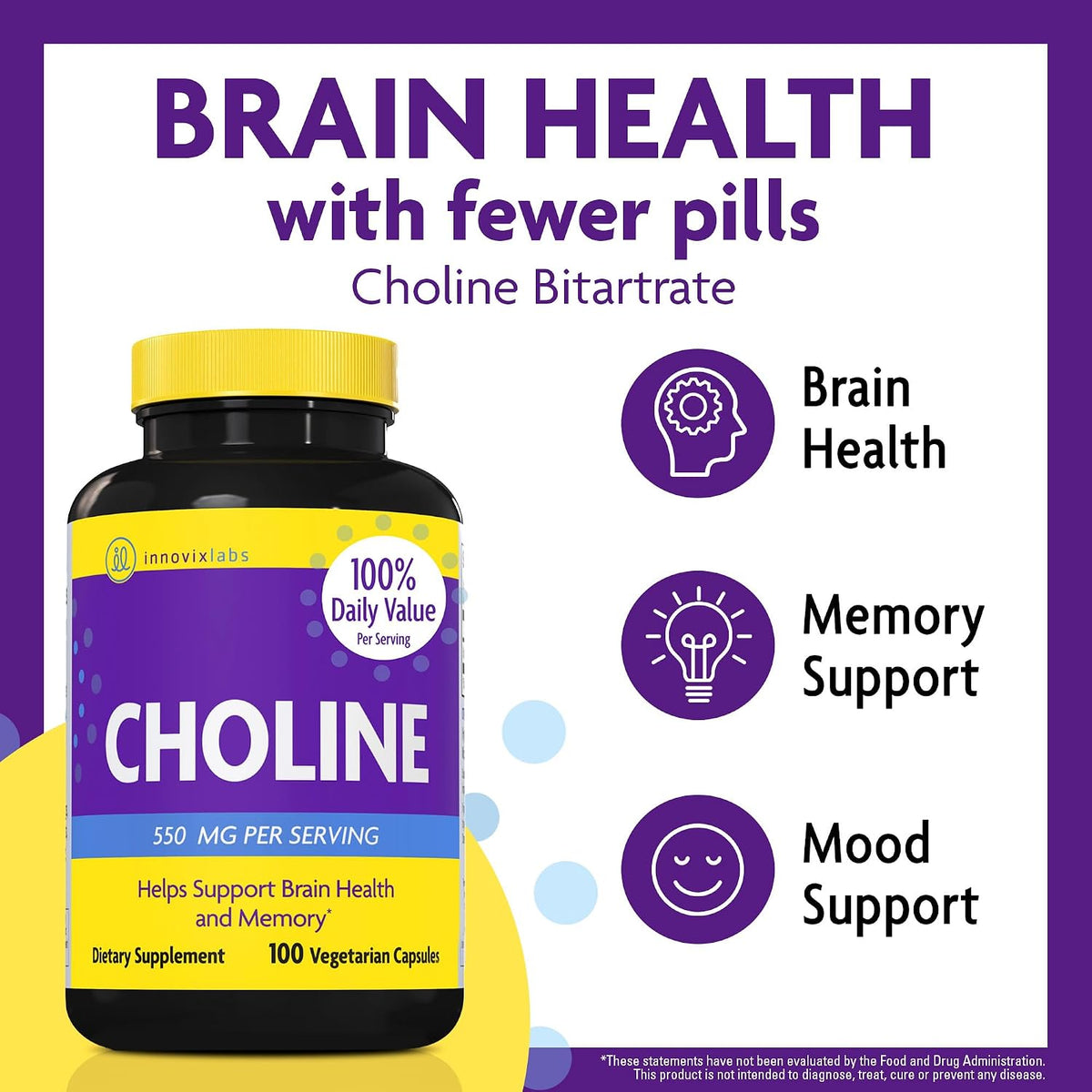 InnovixLabs Choline & Triple Omega-3 Bundle Choline Bitartrate 550mg (100 Capsules) Triple Strength Omega (200 Softgels). Supports Memory, Mood, Brain Health & Boost Cognitive.* - PrimeBioHealth - canada supplements