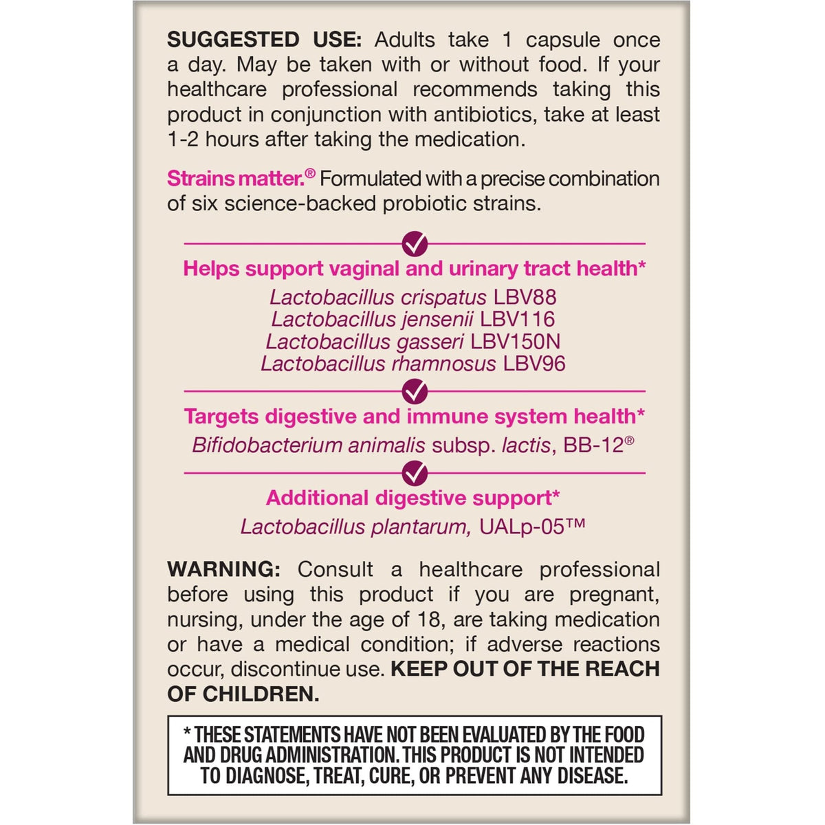 Jarrow Formulas Fem-Dophilus Advanced Vaginal & Digestive Probiotics 10 Billion CFU with 6 Science Backed Strains, for Vaginal, Urinary Tract - PrimeBioHealth - canada supplements