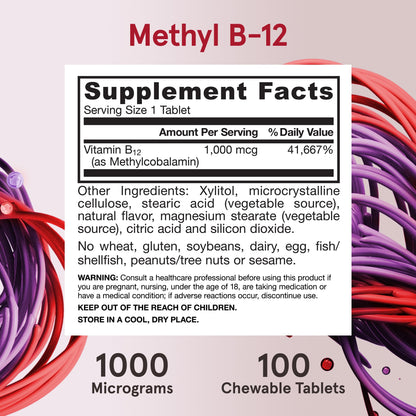 Jarrow Formulas Methyl Vitamin B-12 1000 mcg, 100 Chewable Tablets, Lemon Flavored- Bioactive B12 Vitamin - Supports Cellular Energy Production - PrimeBioHealth - canada supplements