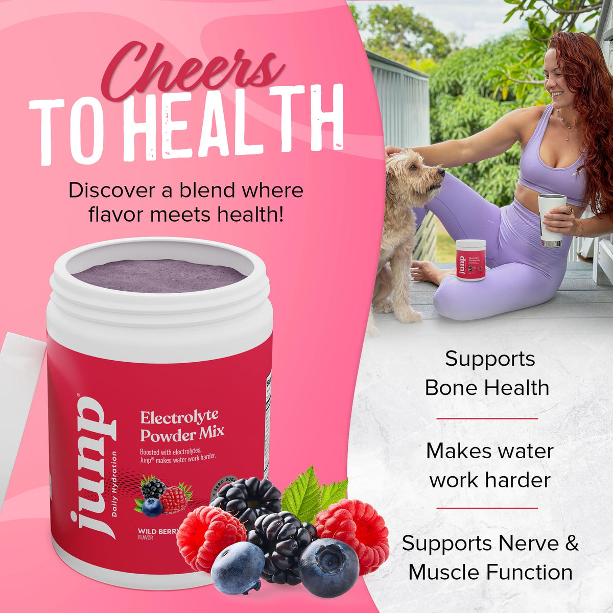 JUNP Electrolytes Powder No Sugar No Carbs, Wild Berry Fruit Flavor Keto Electrolyte Drink Mix - Potassium & Salt Hydration Powder Electrolytes, Zero Calorie Sugar Free Electrolyte Powder, 90 Servings - PrimeBioHealth - canada supplements