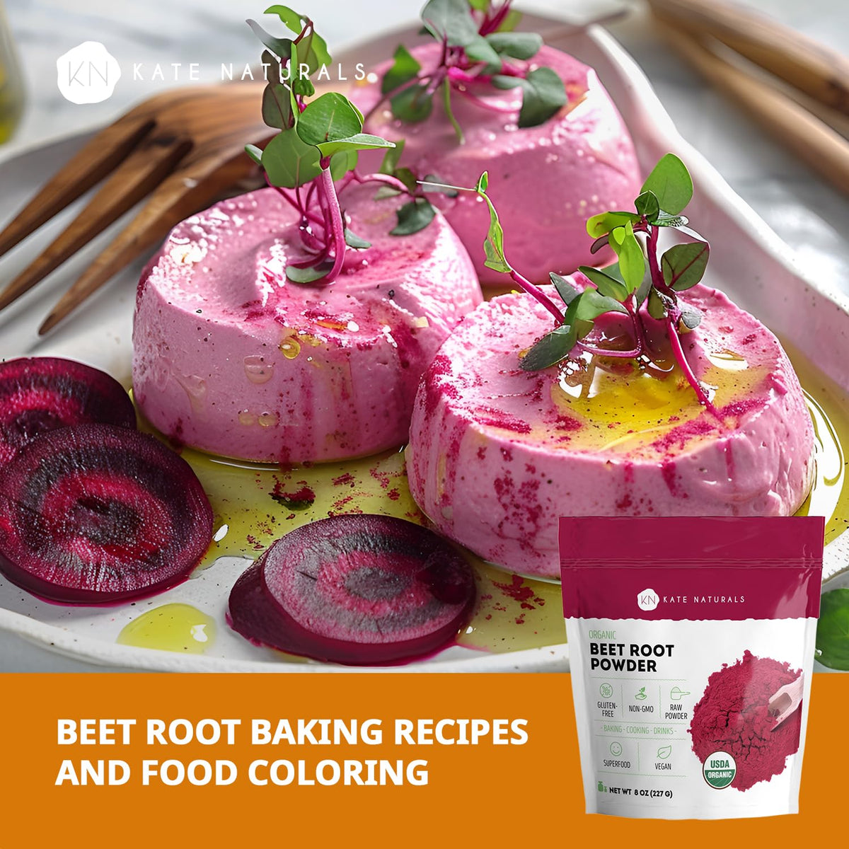 Kate Naturals Organic Beet Root Powder for Smoothies, Baking & Juice. Raw Beetroot Superfood & Natural Red Food Coloring - PrimeBioHealth - canada supplements