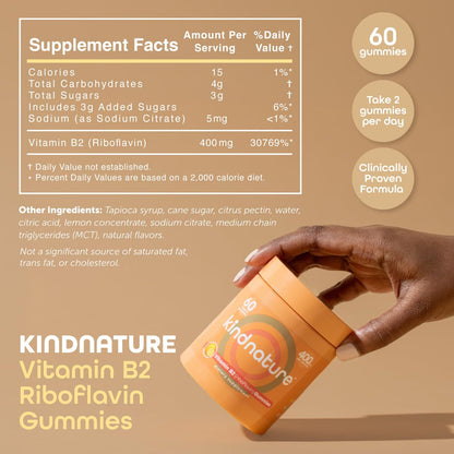 kindnature Vitamin B2 Gummies - Riboflavin 400mg Supplement for Kids & Adults - Non-GMO, Soy & Gluten-Free - PrimeBioHealth - canada supplements