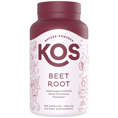 KOS Organic Beetroot Capsules 1500mg - USDA Organic, Antioxidant Power from Organic Beet Root Superfood, Supports Healthy & Active Lifestyle - Non-GMO, - PrimeBioHealth - canada supplements
