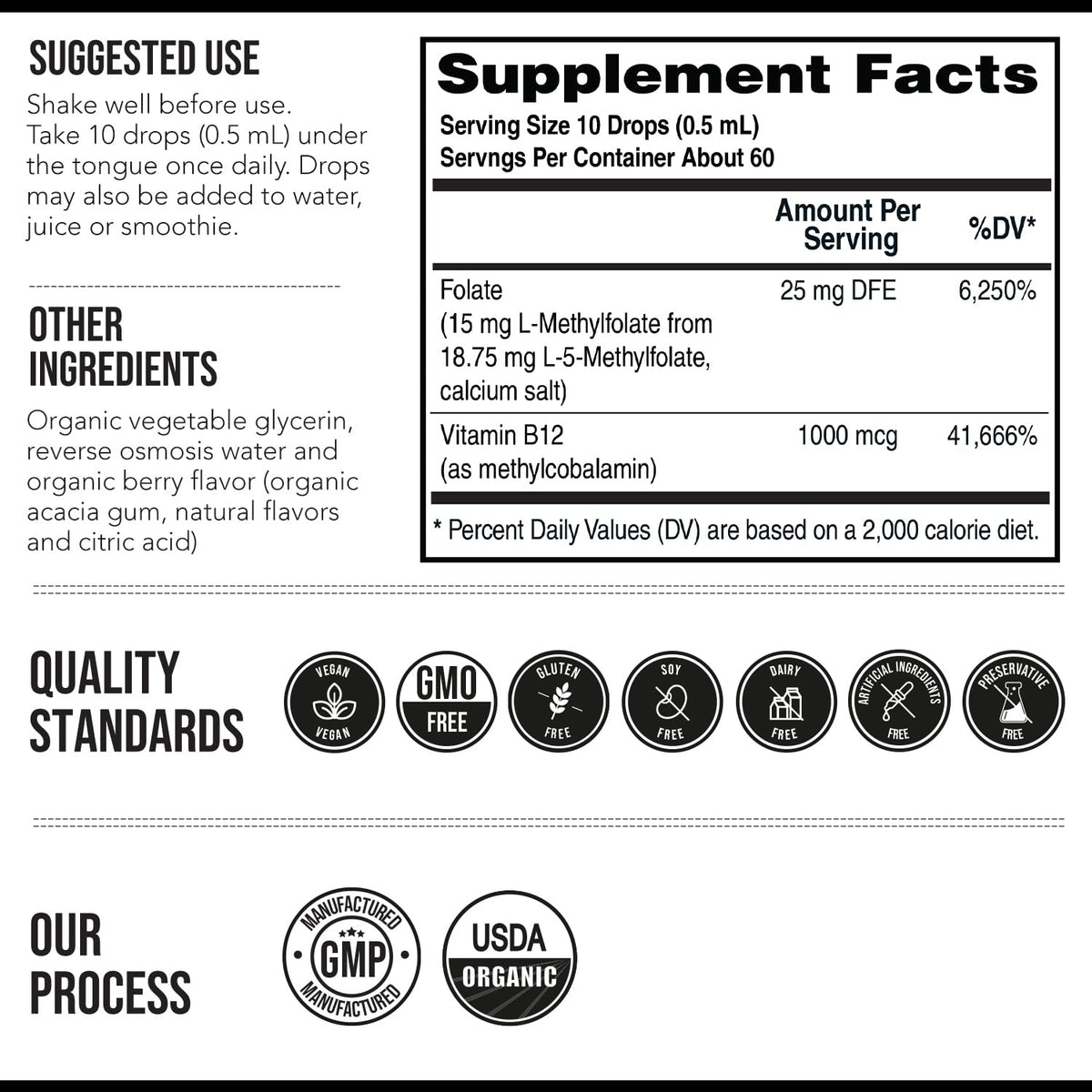 L Methyl Folate 15mg Plus Methyl B12 Cofactor – Organic Berry Flavor, High Potency Liquid Sublingual Active 5-MTHF Form - Supports Mood, Methylation - PrimeBioHealth - canada supplements