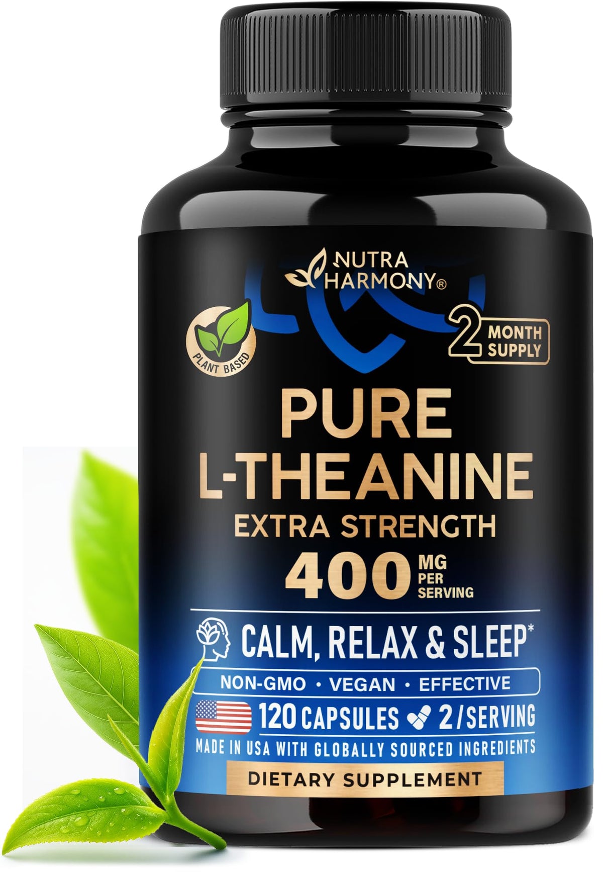 L Theanine 400 mg | L-Theanine Stress Relief | Extra Strength Supplement | Made in USA | Relaxation, Sleep & Calm Support | For Men & Women | Plant Based - PrimeBioHealth - canada supplements