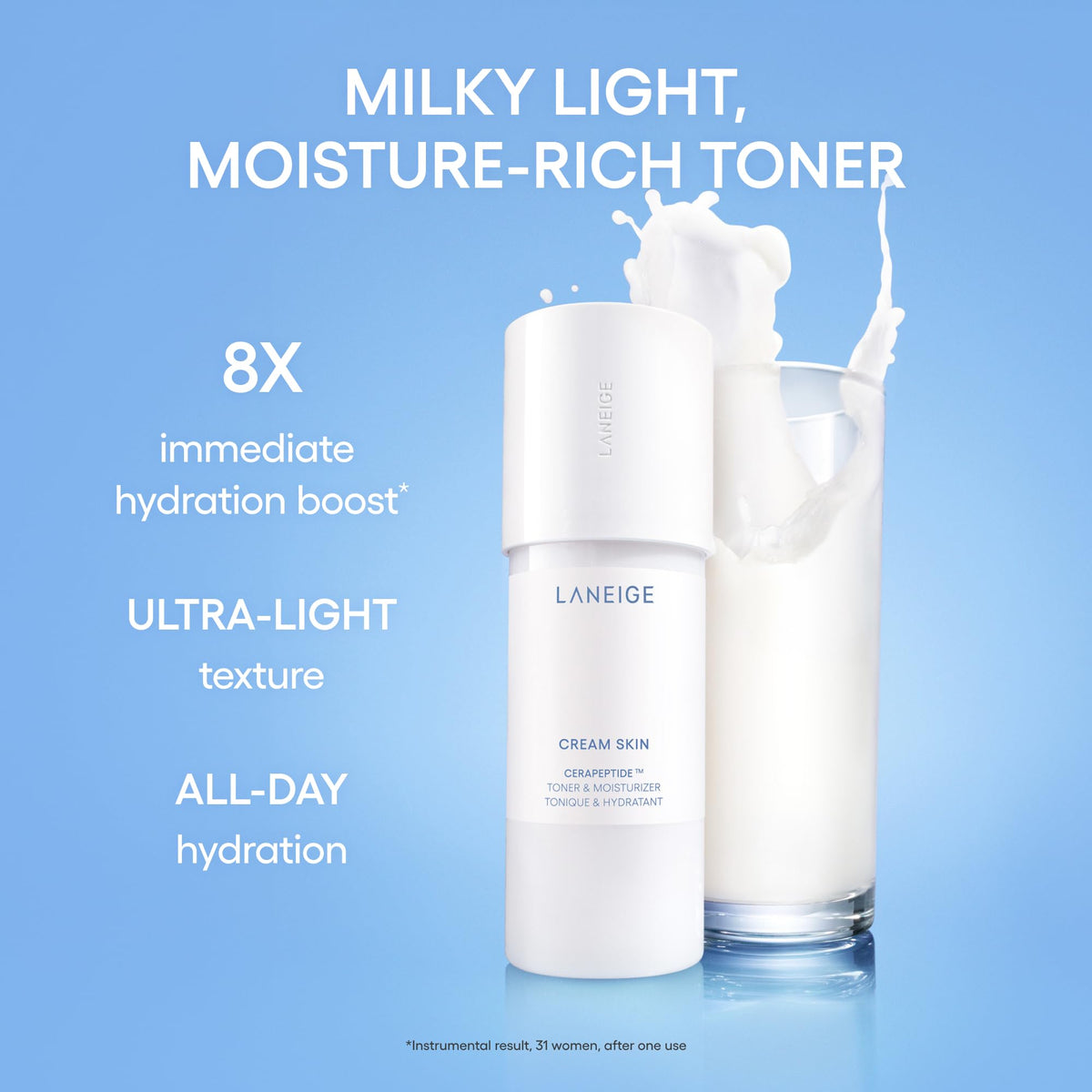 LANEIGE Cream Skin Toner & Moisturizer Mini: Lightweight Refillable Korean Milky Toner with Ceramide - PrimeBioHealth - canada supplements