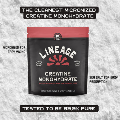 Lineage Provisions Micronized Creatine Monohydrate with Sea Salt - Micronized Creatine Powder for Training & Performance - PrimeBioHealth - canada supplements