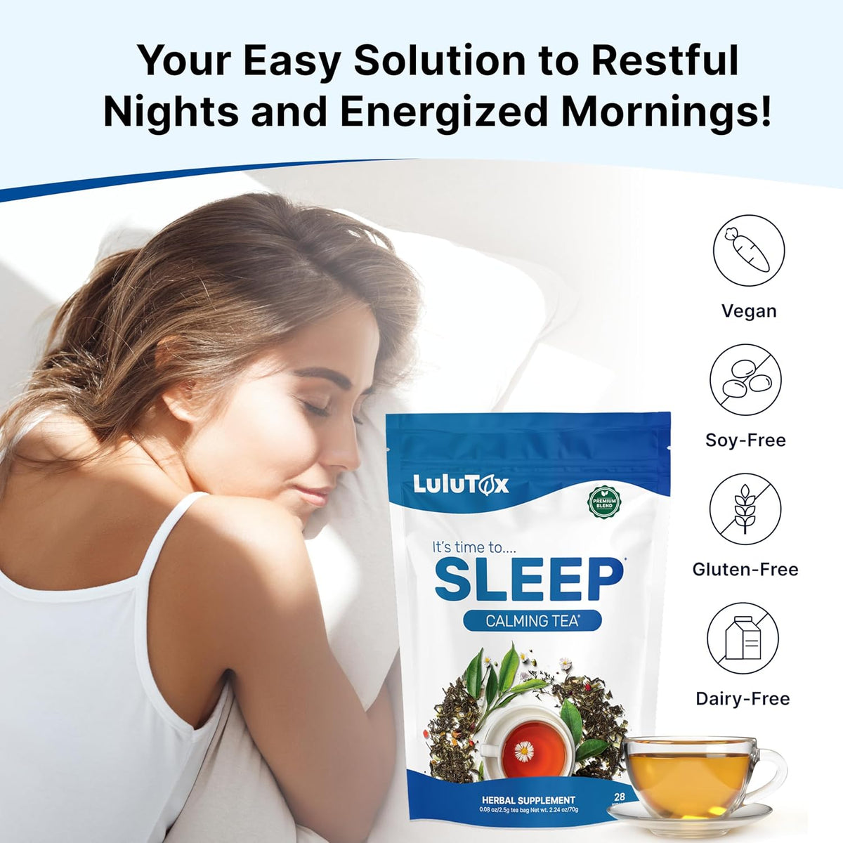 LULUTOX Herbal Tea & Sleep Support Bundle – Detox Herbal Tea (28 Servings) + Deep Sleep Tea (28 Bags) + Sleep Patches (28 Ct) - PrimeBioHealth - canada supplements