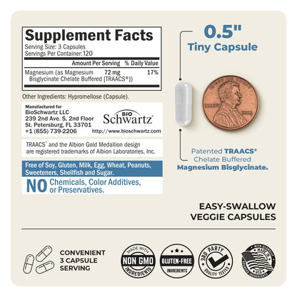 Magnesium Bisglycinate Chelated Supplement - High Absorption Magnesium Glycinate Supplement for Women and Men - Sleep, Muscle, Bone & Joint Support - PrimeBioHealth - canada supplements
