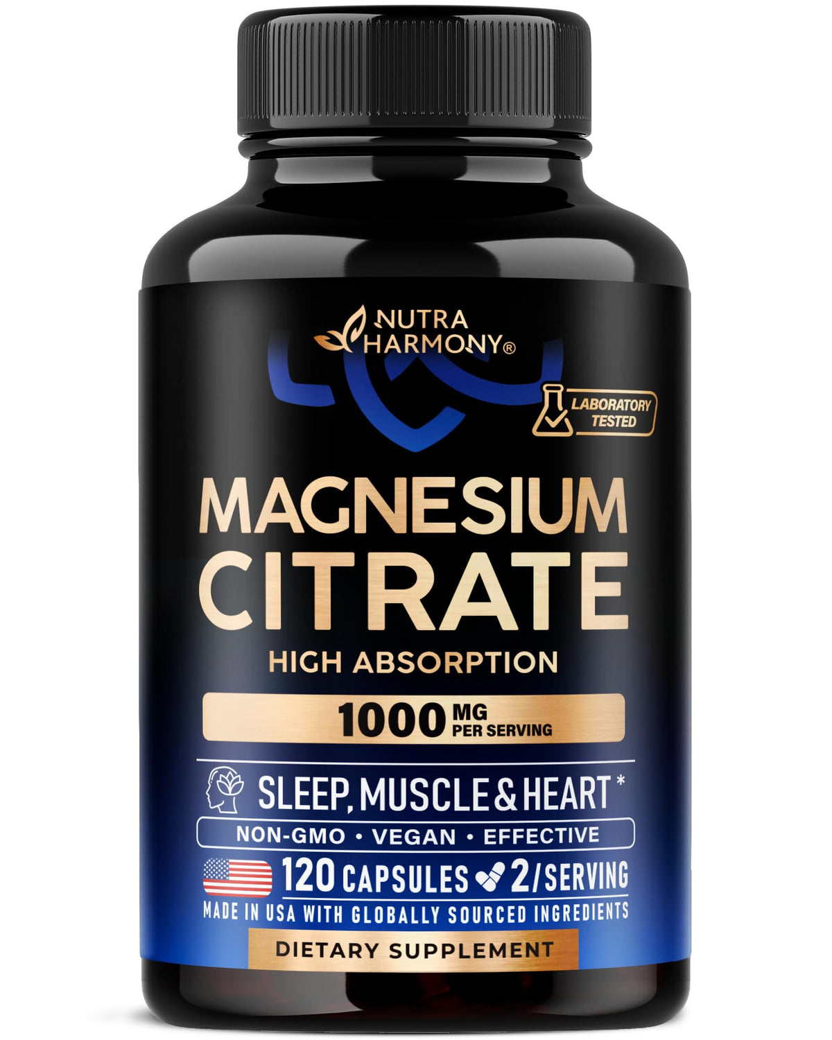 Magnesium Citrate Capsules 1000mg | High Absorption Supplement - Sleep, Muscle & Heart Support - Vegan | Non-GMO - Made in USA - As Powder - PrimeBioHealth - canada supplements