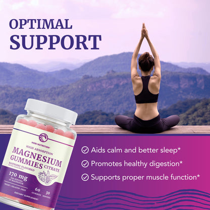 Magnesium Citrate Gummies | Extra Strength for Calm, Relaxation & Digestion | High Absorption Magnesium Gummies for Adults | Vegan, Non-GMO - PrimeBioHealth - canada supplements