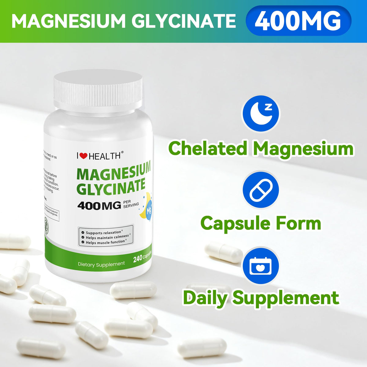 Magnesium Glycinate 400mg per Capsule – 240 Capsules – High Absorption Magnesium Supplement for Relaxation, Calmness & Muscle Support – Gentle on Stomach - PrimeBioHealth - canada supplements