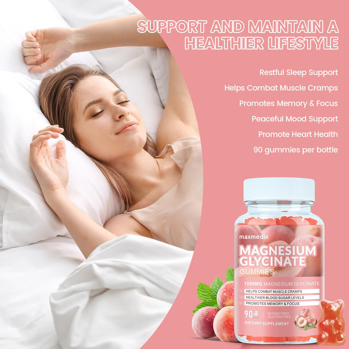 Magnesium Glycinate Gummies 1000mg, Sugar Free Magnesium Potassium Supplements Chewable for Adults with L-Threonate for Sleep - PrimeBioHealth - canada supplements
