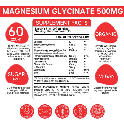 Magnesium Glycinate Gummies 500mg – Sugar Free Magnesium Gummies with L-Theanine - Sleep, Calm, Stress Relief for Adults & Kids 4+ - PrimeBioHealth - canada supplements