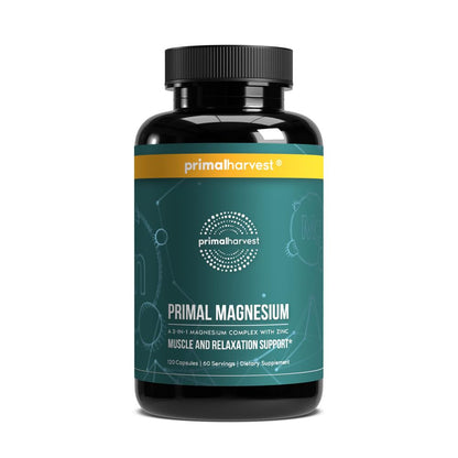 Magnesium Supplement Complex 310mg by Primal Harvest with Magnesium Glycinate, Citrate, Malate, and Zinc 120 Capsules - PrimeBioHealth - canada supplements