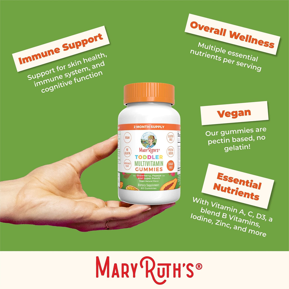 MARYRUTH'S Kids Vitamins | Multi | Sugar Free | 2 Month Supply | Kids Multivitamin Gummies for Ages 2+ | Vegan | Only 1 Gummy a Day | 60 Count - PrimeBioHealth - canada supplements
