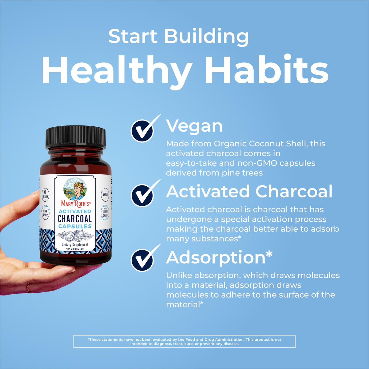 MARYRUTH'S Organics Activated Charcoal Capsules | Substance Adsorption | Derived from Coconut Shells | Vegan Capsules from Pine Trees - PrimeBioHealth - canada supplements