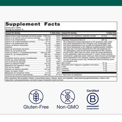 Metagenics PhytoMulti with Iron - Daily Multivitamin for Men & Women with Phytonutrients* - Methylfolate, Vitamins A‑K, Zinc & B6 - Iron Bisglycinate 18 mg - PrimeBioHealth - canada supplements