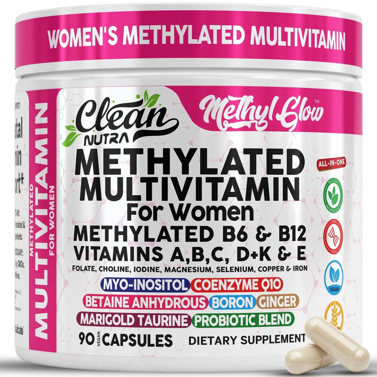 Methylated Multivitamin for Women Vitamins B6 Methyl B12 A B C D K E Folate Choline Omega 3 Thiamine Riboflavin Iron - PrimeBioHealth - canada supplements