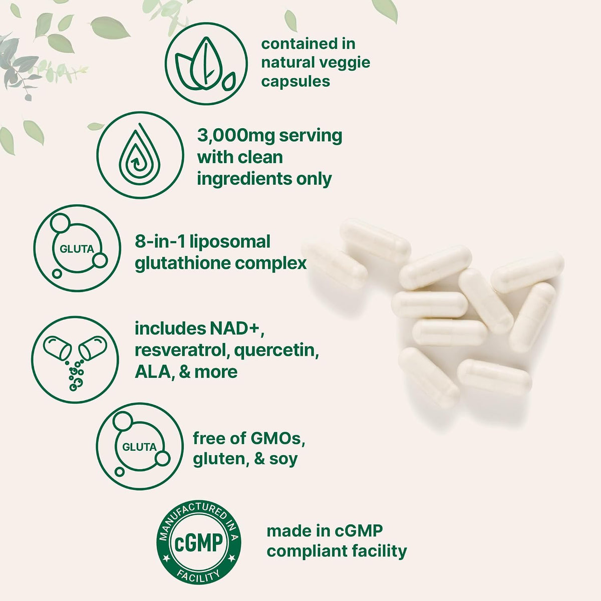 Micro Ingredients Liposomal Reduced Glutathione Complex 3,000mg - 8‑in‑1 Advanced Glutathione Supplement with NAD, Resveratrol, Quercetin, Alpha Lipoic Acid & Vitamin C - 120 Vegetarian Caps - PrimeBioHealth - canada supplements