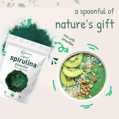 Micro Ingredients Organic Spirulina Powder, 1lb | Blue-Green Algae, Rich in Vegan Protein, Vitamins & Minerals | Source of Natural Chlorophyll & Enzymes - PrimeBioHealth - canada supplements