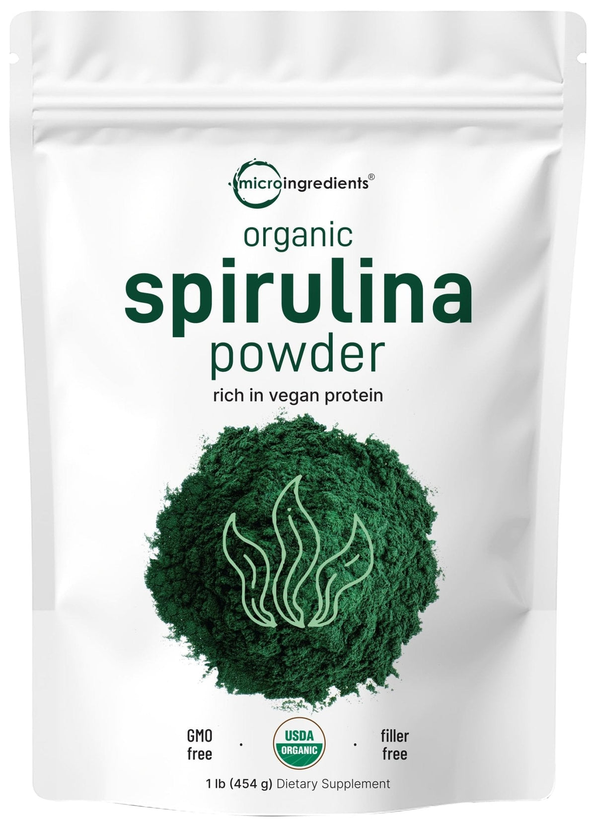 Micro Ingredients Organic Spirulina Powder, 1lb | Blue-Green Algae, Rich in Vegan Protein, Vitamins & Minerals | Source of Natural Chlorophyll & Enzymes - PrimeBioHealth - canada supplements