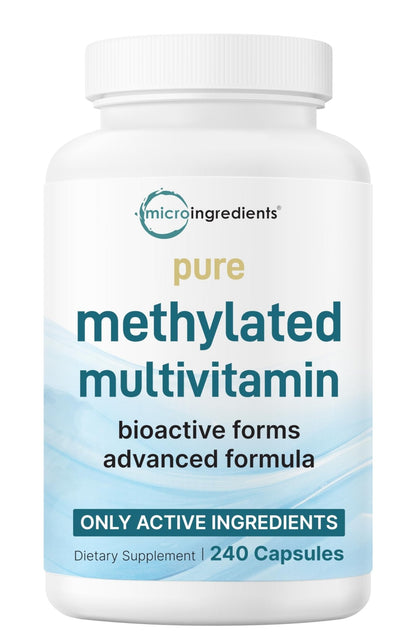 Micro Ingredients Pure Methylated Multivitamin, 240 Capsules | 19-in-1 Formula with Vitamins C, D, B12, Folate, Magnesium, Zinc & More | Filler Free, Non-GMO - PrimeBioHealth - canada supplements