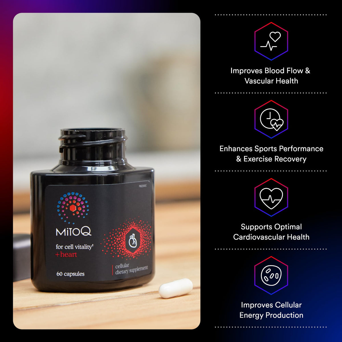 MitoQ +Heart Advanced CoQ10 Antioxidant - Heart Health Supplement with L-Carnitine, Magnesium, & Vitamin D3 - Supports Cardiovascular Health, Blood Flow, and Cellular Energy (60 Capsules) - PrimeBioHealth - canada supplements