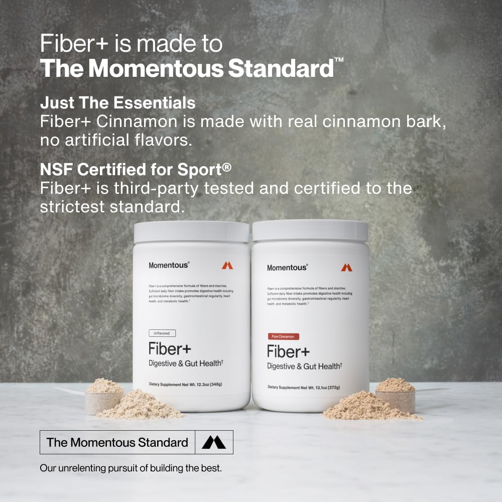 Momentous Fiber+ - Daily Multi-Source Fiber Blend to Support Nutrient Absorption, Natural Energy Production, & Recovery - NSF Certified for Sport - Non-GMO & Gluten-Free - PrimeBioHealth - canada supplements