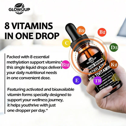 Multivitamin for Women & Men, Methylated Multivitamins & Multiminerals liquid Drops with Methylfolate B12 B2 Vitamin C E D3 K2 - PrimeBioHealth - canada supplements