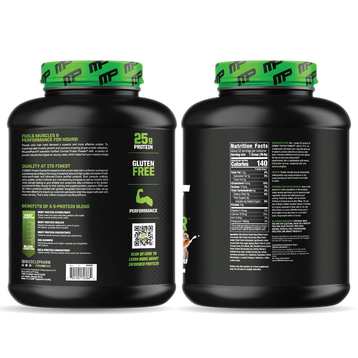 MusclePharm Combat Protein Powder, Chocolate Milk Flavor, Fuels Muscles for Productive Workouts, 5 Protein Sources including Whey Protein Isolate & Egg Albumin, Gluten Free, 4.2 lb, 52 Servings - PrimeBioHealth - canada supplements