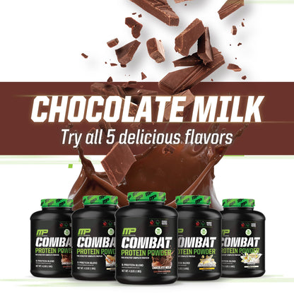 MusclePharm Combat Protein Powder, Chocolate Milk Flavor, Fuels Muscles for Productive Workouts, 5 Protein Sources including Whey Protein Isolate & Egg Albumin, Gluten Free, 4.2 lb, 52 Servings - PrimeBioHealth - canada supplements